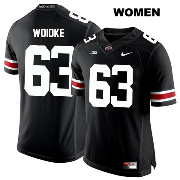 Ohio State Buckeyes Women's Kevin Woidke #63 White Number Black Authentic Nike College NCAA Stitched Football Jersey YE19P15TR